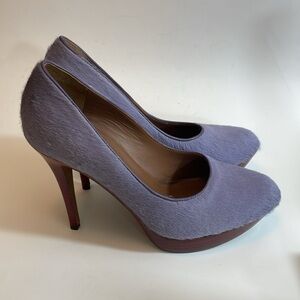 Donald J Pliner purple fuzzy leather platform heels size 7.5M
